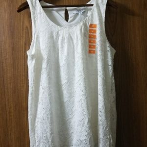 Ellen Tracy Sleeveless Lined Lace Tank Top